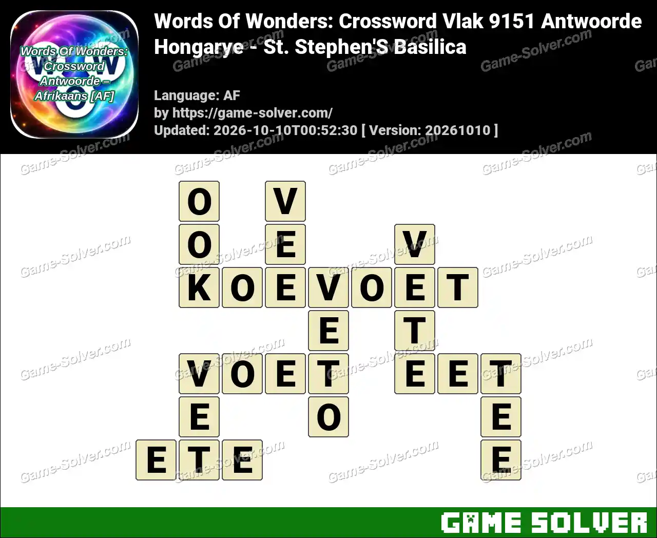Words Of Wonders: Crossword Vlak 9151 Antwoorde – Hongarye – St. Stephen’S Basilica